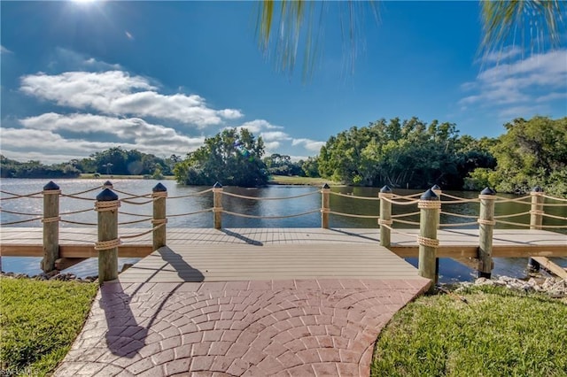 dock area featuring a water view