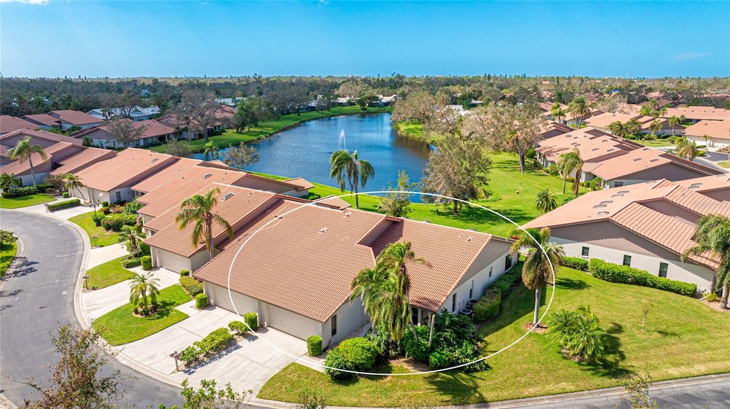 bird's eye view featuring a water view