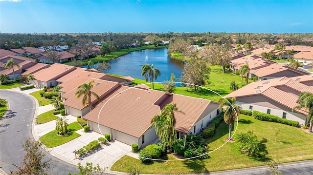 bird's eye view featuring a water view