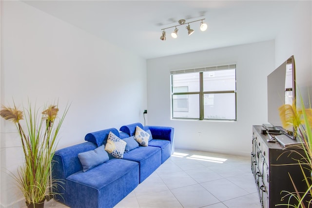 living room with light tile patterned floors