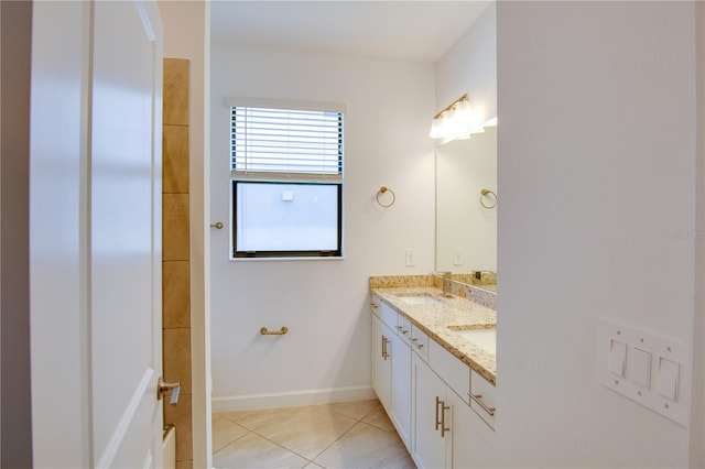 bathroom featuring vanity and tile patterned flooring