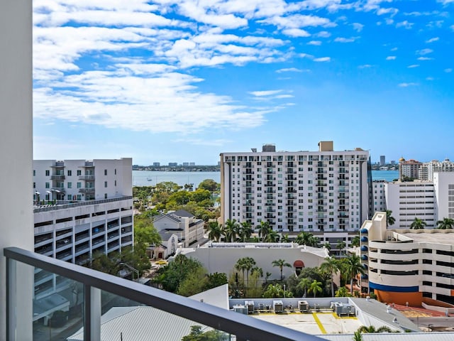 exterior space with a water view