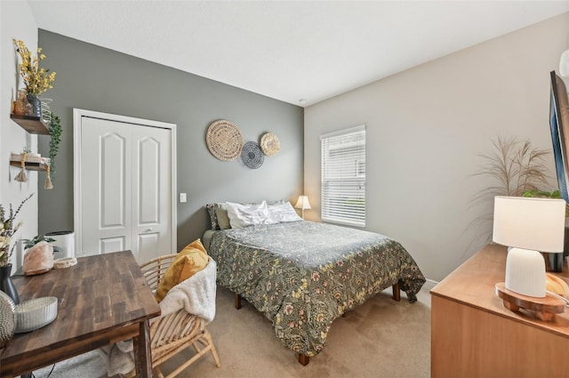 bedroom featuring a closet and carpet