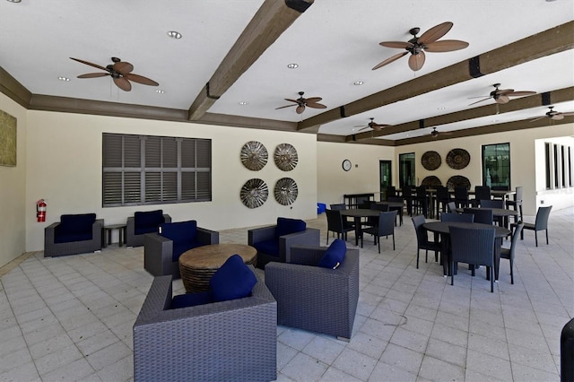 view of patio / terrace featuring outdoor dining space and ceiling fan