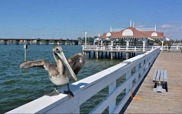 view of dock featuring a water view