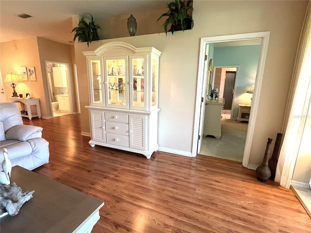 living room with hardwood / wood-style floors