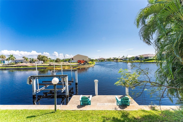 view of dock featuring a water view