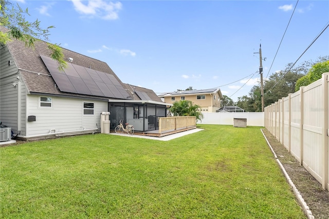 view of yard with a deck