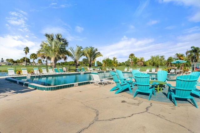 view of pool featuring a patio area