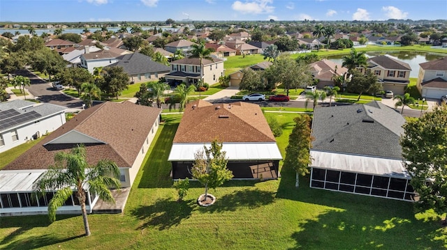 bird's eye view featuring a water view