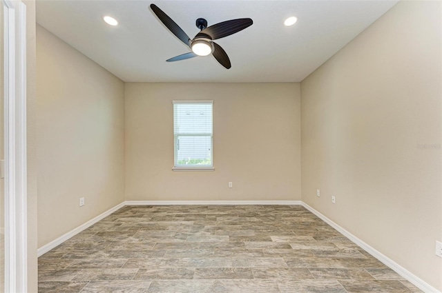 unfurnished room with light hardwood / wood-style floors and ceiling fan