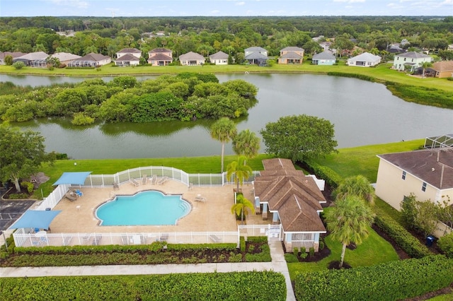 exterior space with a water view