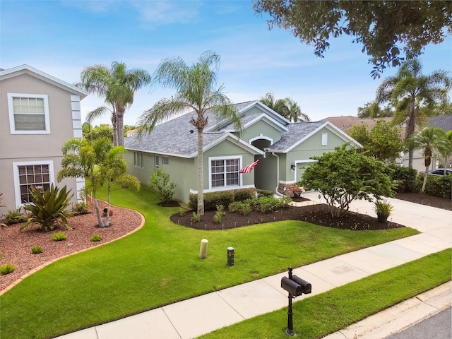 view of front of home featuring a front lawn