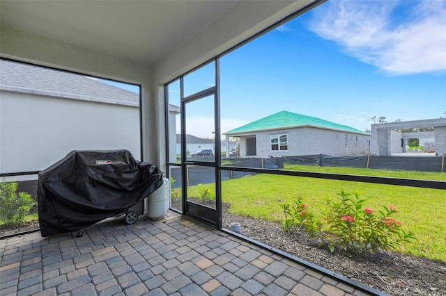 view of unfurnished sunroom