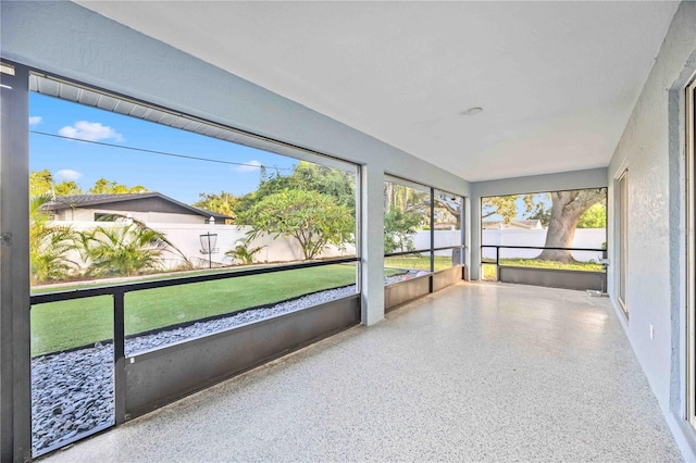 view of unfurnished sunroom