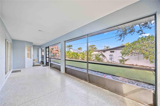 view of unfurnished sunroom