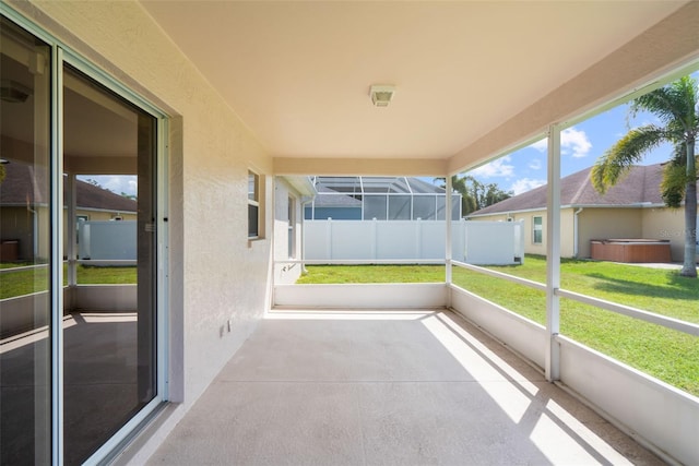 view of unfurnished sunroom