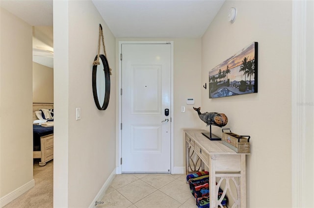 interior space featuring light tile patterned floors