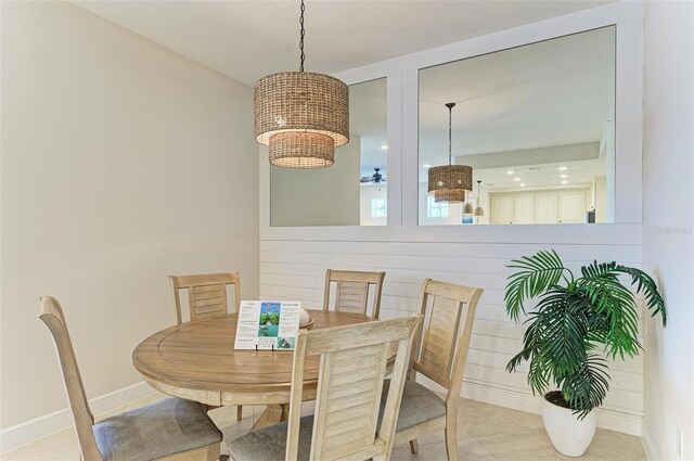 view of tiled dining space