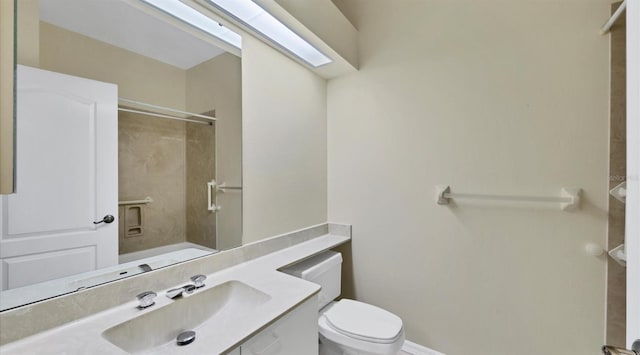 full bathroom featuring vanity, shower / bathtub combination, and toilet