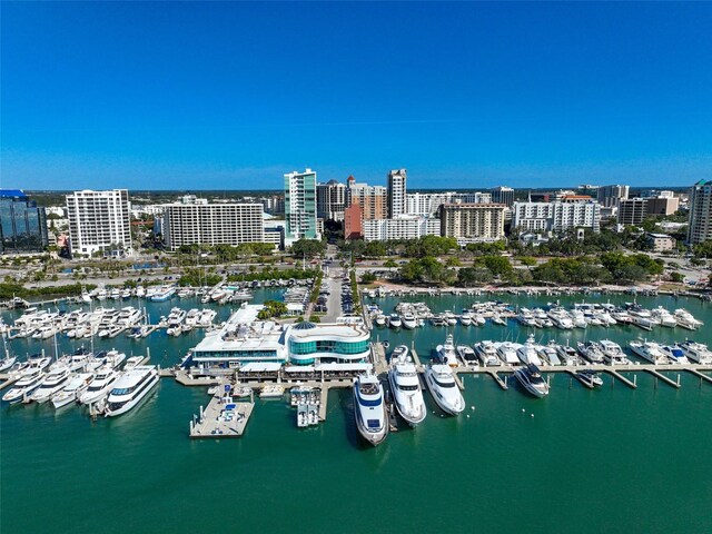 1677 4th St, Sarasota, FL 34236 - birds eye view of property featuring a city view and a water view