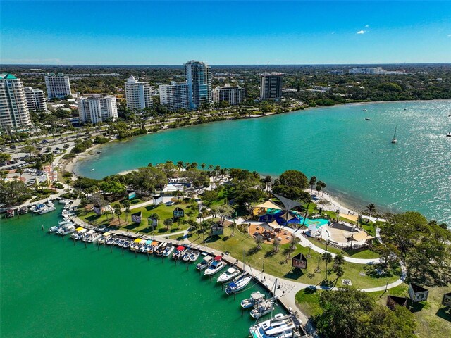 1677 4th St, Sarasota, FL 34236 - aerial view featuring a water view and a view of city