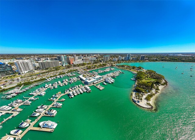 1677 4th St, Sarasota, FL 34236 - bird's eye view featuring a water view and a city view