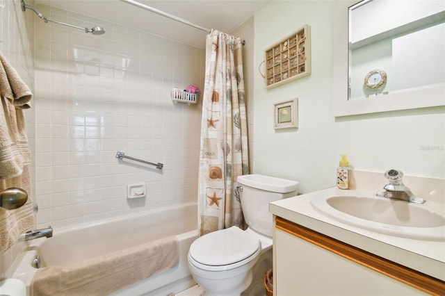 full bathroom featuring vanity, toilet, and shower / bath combo