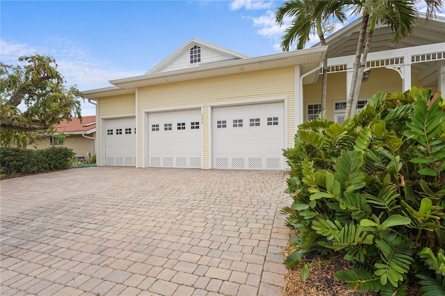 exterior space featuring a garage