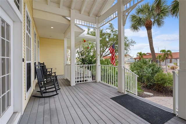 wooden deck with a porch