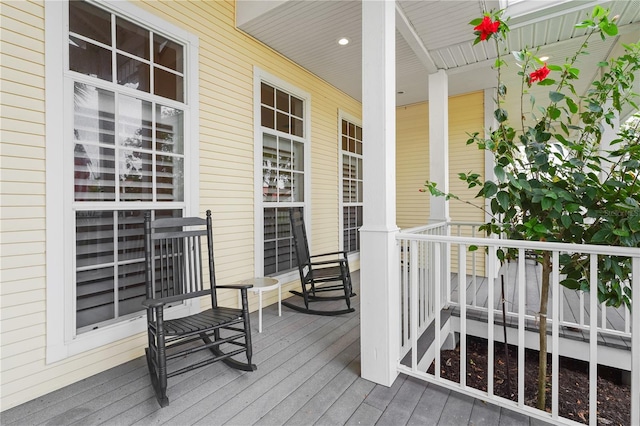 wooden deck featuring a porch