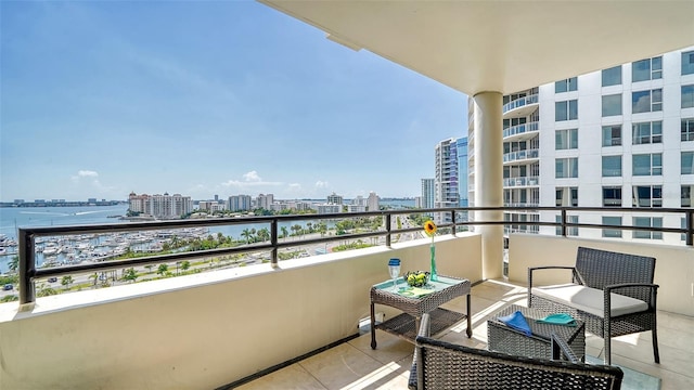 balcony with a water view