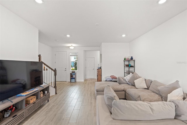 living room with light wood-type flooring