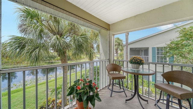 balcony with a water view