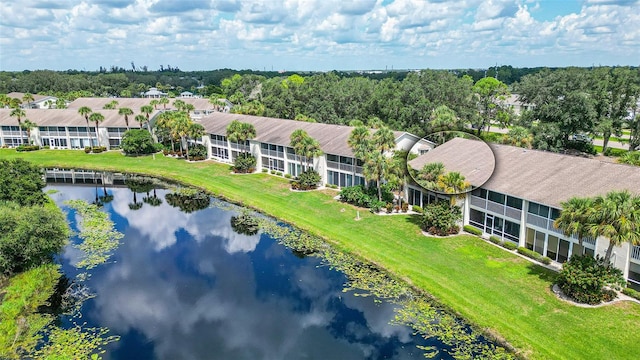 bird's eye view featuring a water view