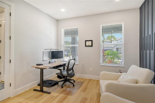 office featuring light wood-type flooring