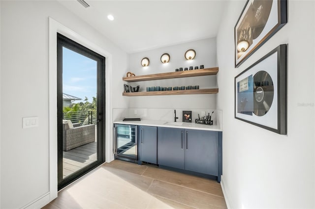 bar featuring wine cooler