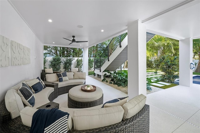 view of patio / terrace featuring outdoor lounge area and ceiling fan