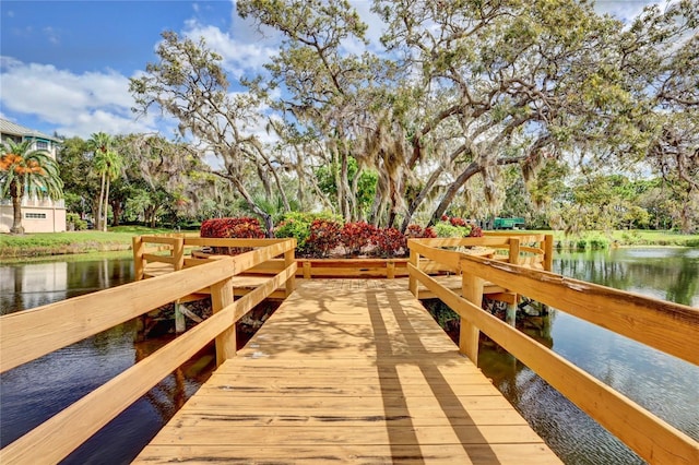 dock area featuring a water view