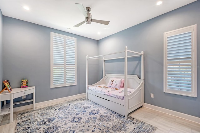 bedroom featuring ceiling fan