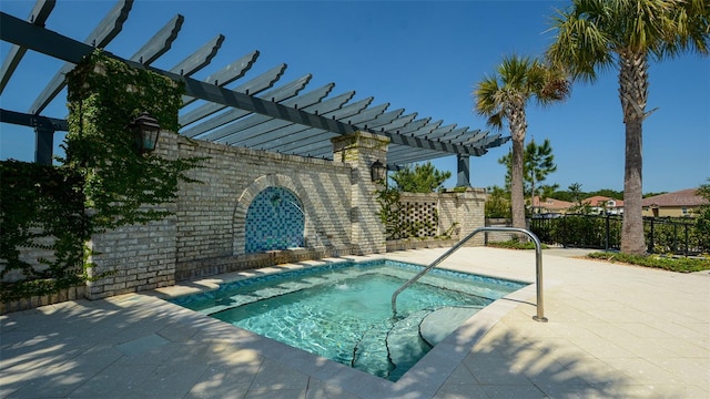 view of pool featuring a pergola and a patio area