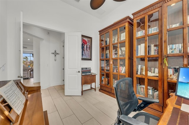 office area featuring ceiling fan