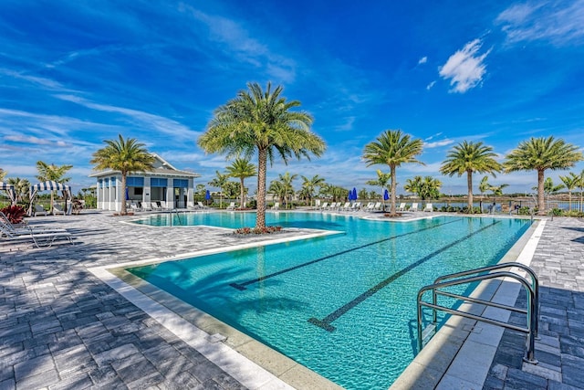 view of pool featuring a patio area