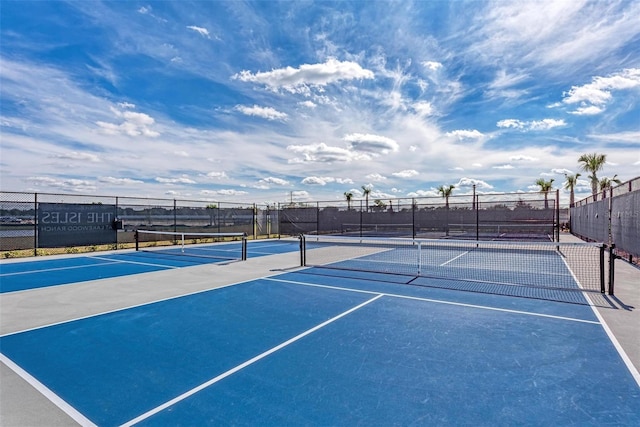 view of tennis court with basketball court