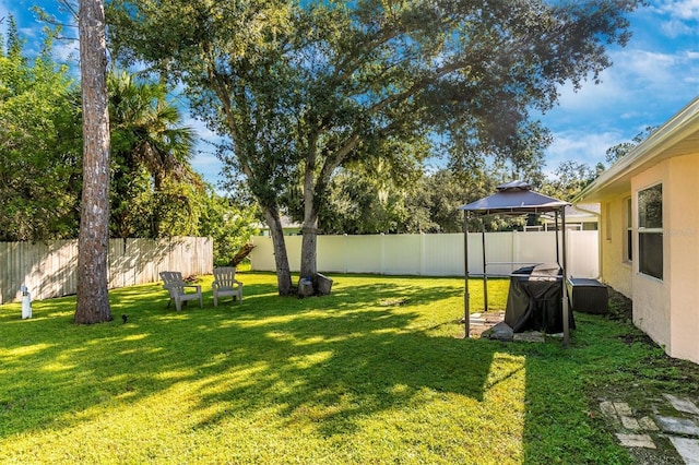 view of yard with a gazebo