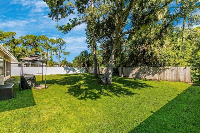 view of yard with a gazebo