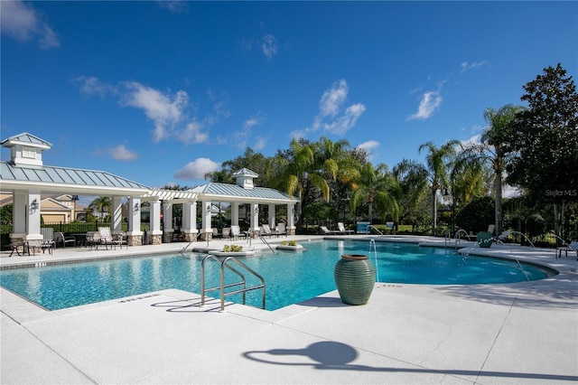 view of pool with a gazebo and a patio area