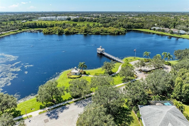 bird's eye view featuring a water view