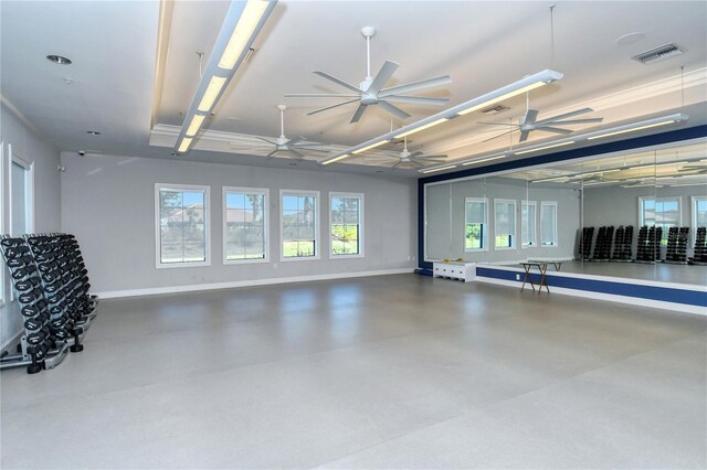 garage with ceiling fan