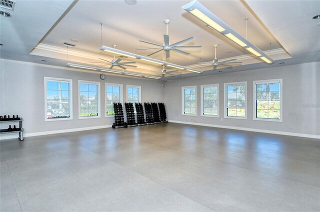 garage with ceiling fan